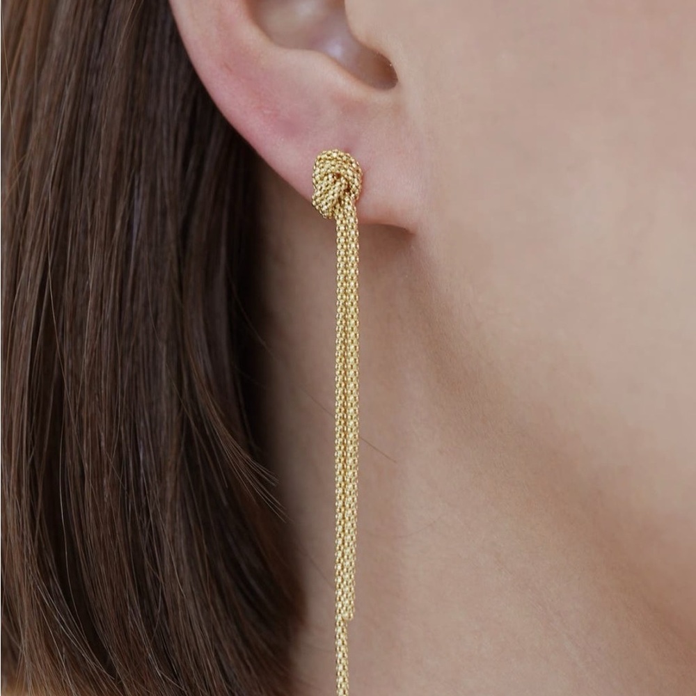 Argento Vivo Sterling Silver Knot Linear Earrings